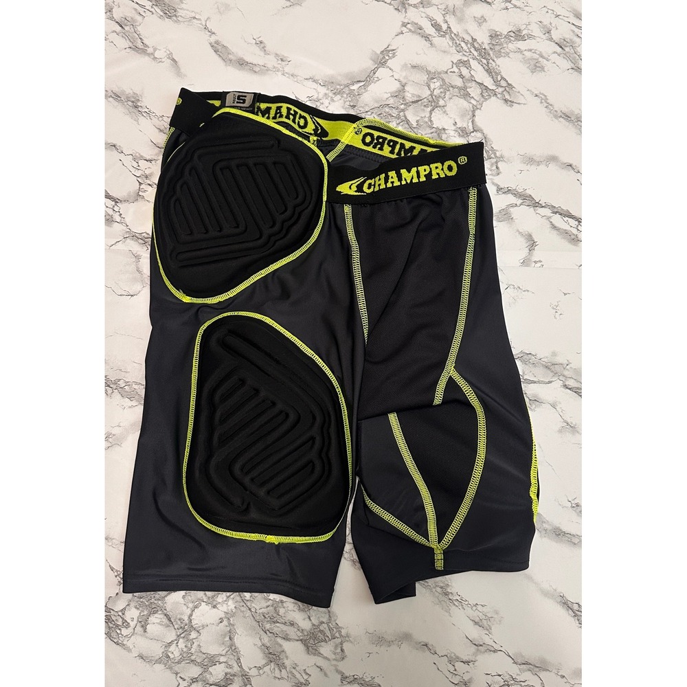 Champro Mens Padded Football Girdle Shorts Black Neon Yellow SX-05693 Size Small
